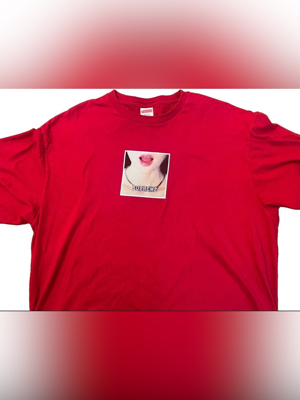 Supreme Red Graphic Photo Box Logo T-Shirt XL Made in USA Pre-Shrunk 100% Cotton